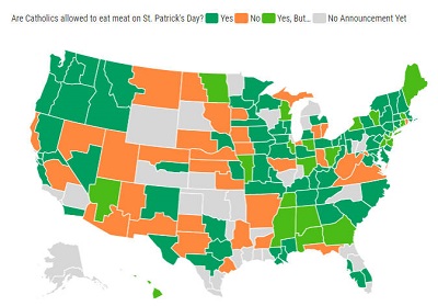 May Catholics eat meat, like corned beef, if St. Patrick's Day is on a Friday?