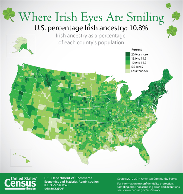 U.S. Irish ancestry map