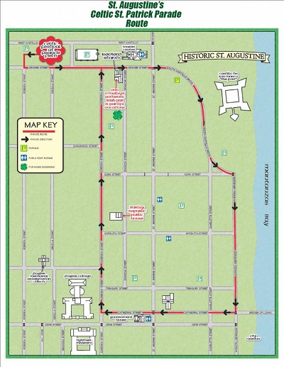 St, Augustine, Florida  st. patrick's day parade route map